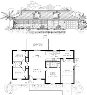 Oak Elevation and Floorplan